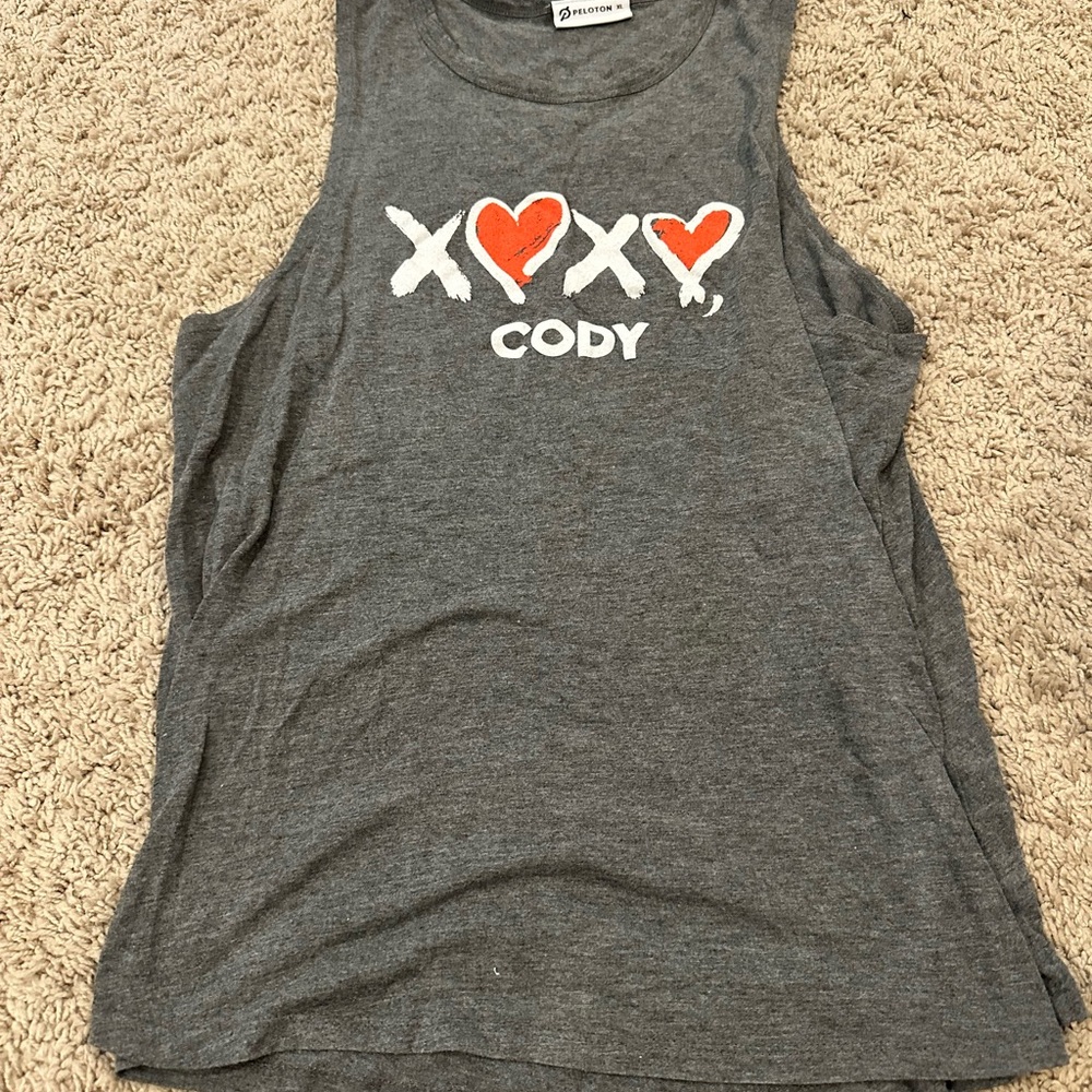 Peloton XOXO Cody Gray Tank Top with Heart Design